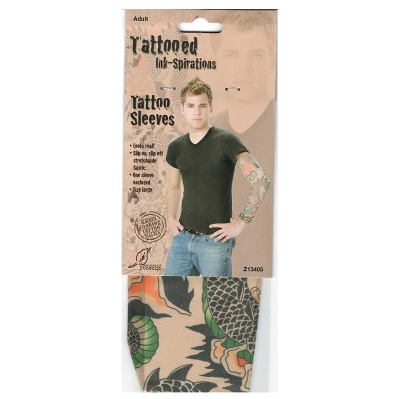 Seasons Dragon Ink Tattoo Sleeve Costume Realistic Printed Fabric Apparel